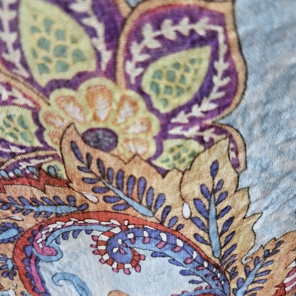 VOY Paisley Tie Neck Blouse Flutter Sleeve Small Boho - Picture 5 of 5